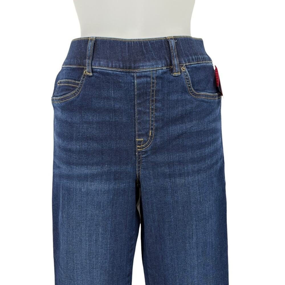 Spanx EveryWear Flare Jeans Medium Petite Dark Wash High Rise Pull On NWT - Picture 5 of 13